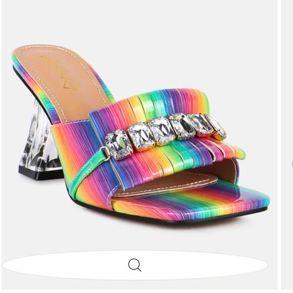 Rainbow Faux Leather Sandals London Rag Deena w Embellis Size 9 NIB - Picture 9 of 10